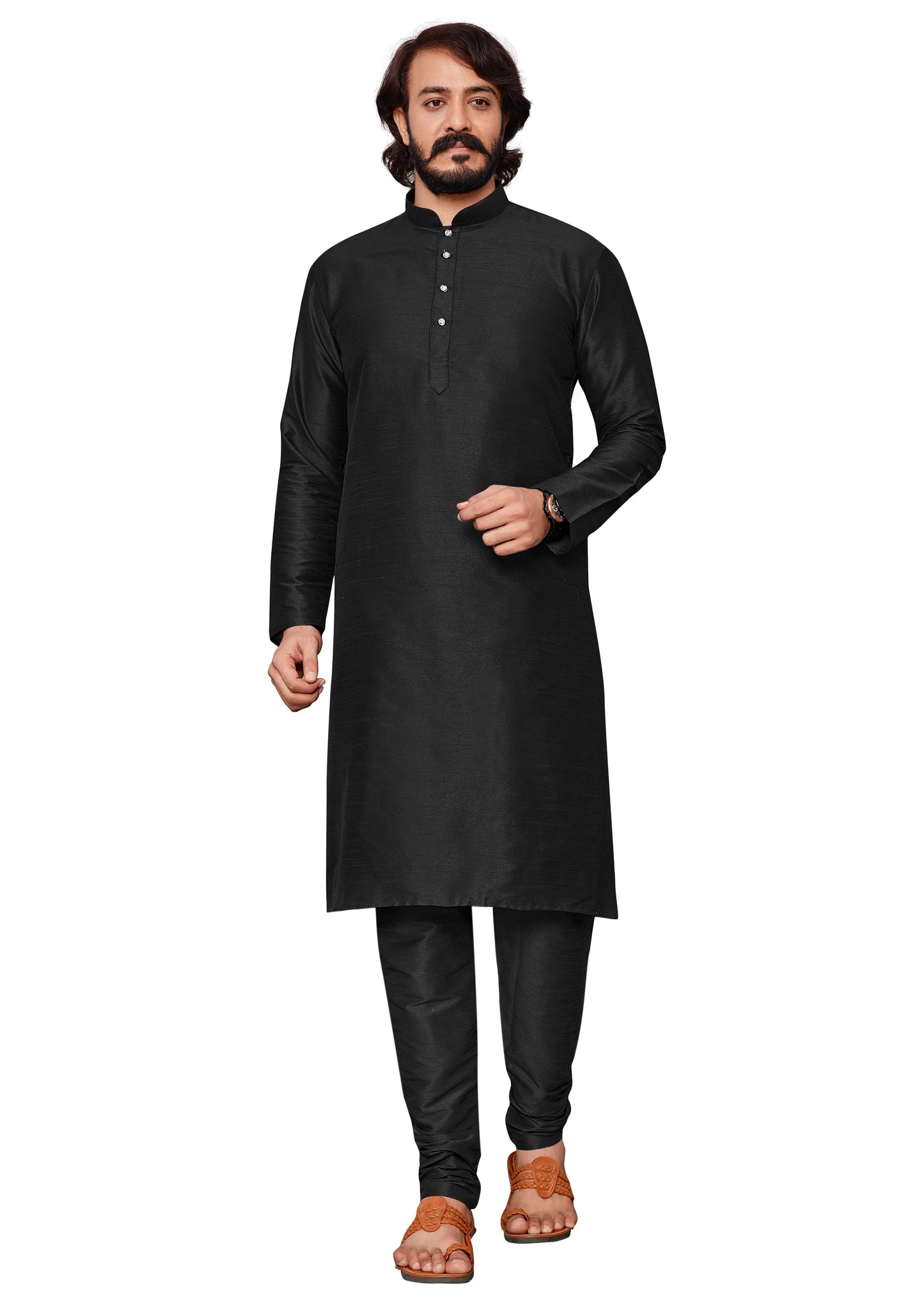 Men's Silk Kurta Pajama (Black) Online by Islamic ID