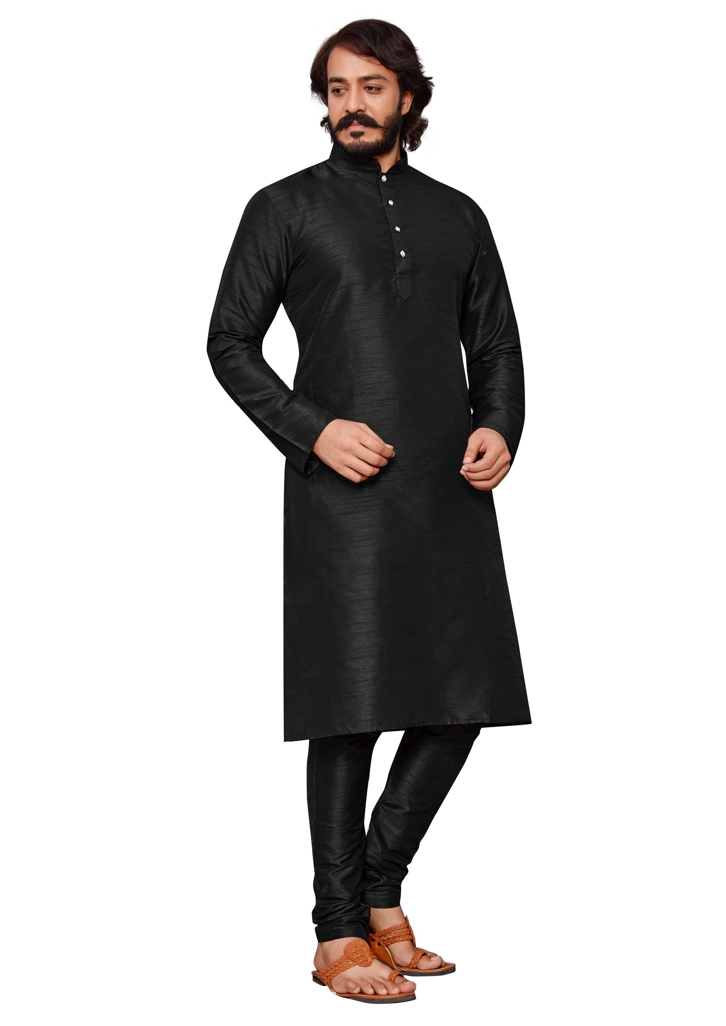 Shop Men's Silk Kurta Pajama (Black) Online in USA