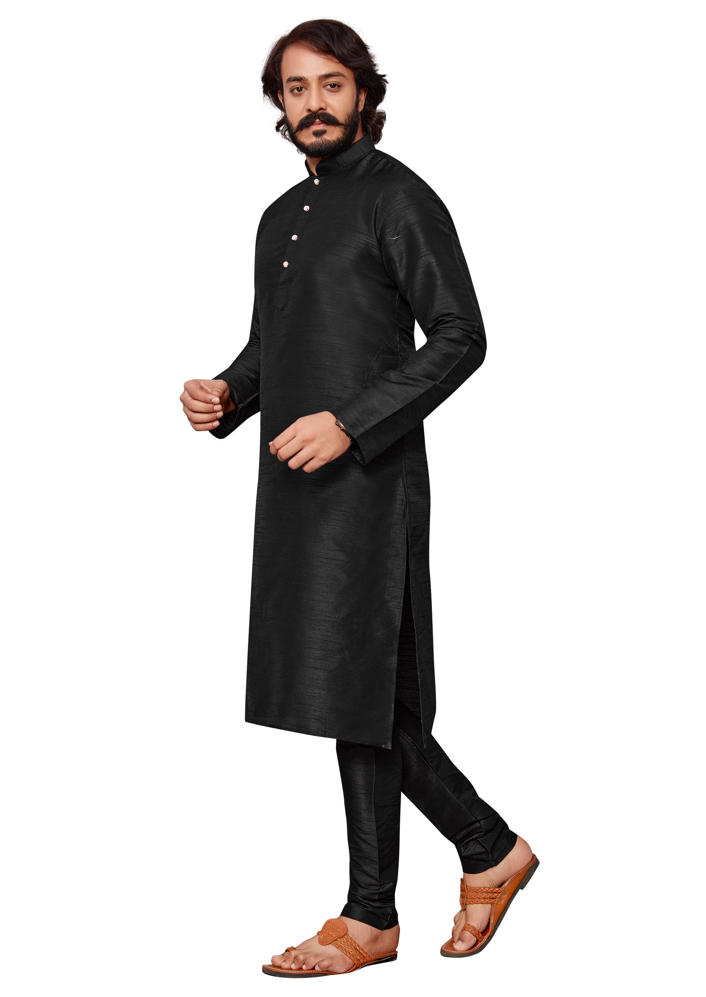 Men's Silk Kurta Pajama (Black) Online in USA - Cheap Kurta Pajama