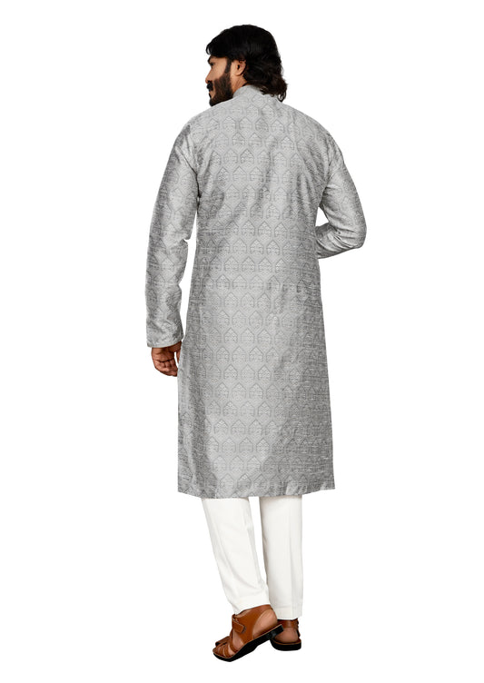 Embroidery Men's Kurta Shalwar (Light Gray) 