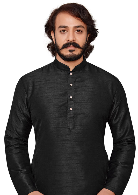 Men's Silk Kurta Pajama (Black) Online in USA - Islamic ID