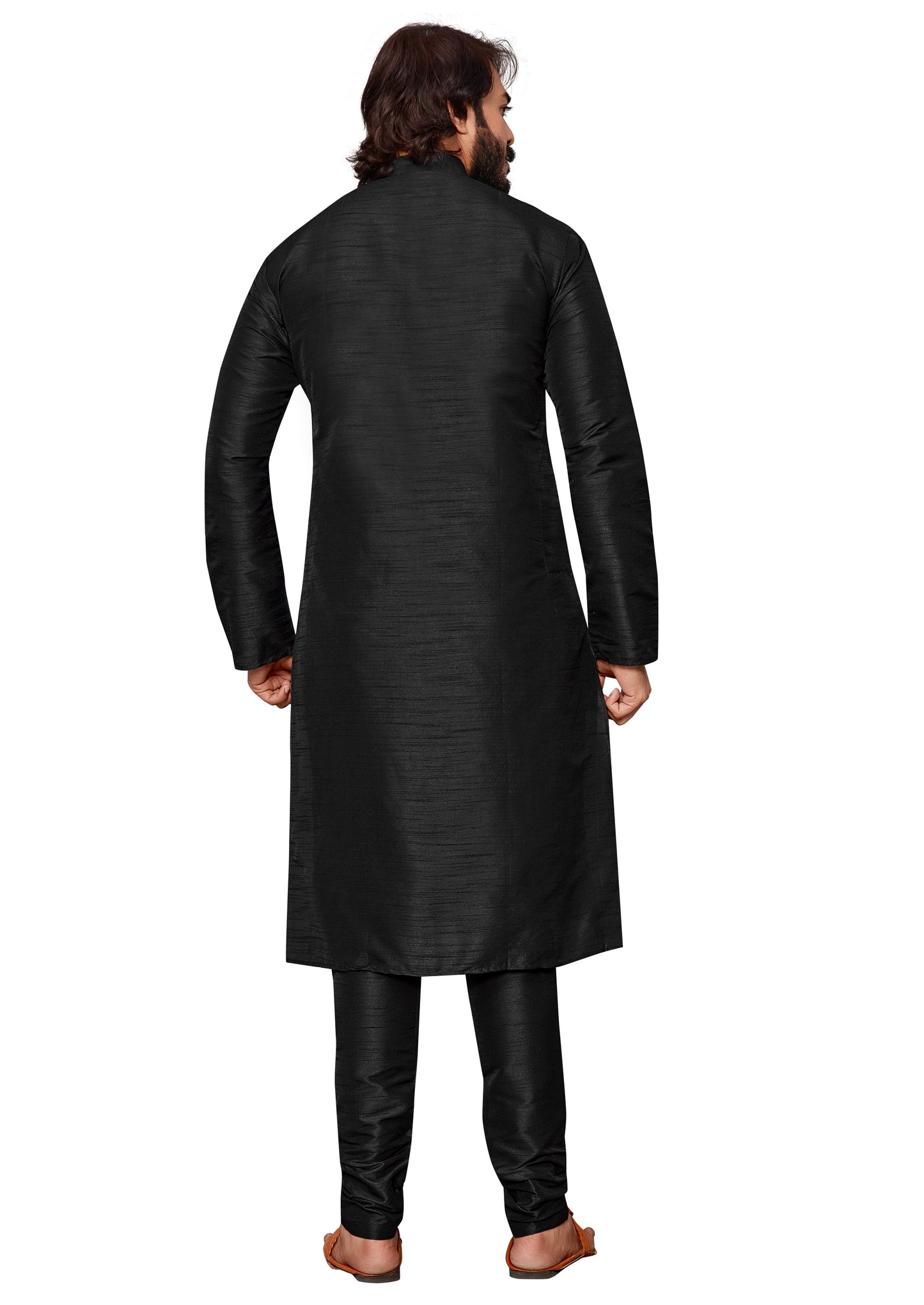 Get Men's Silk Kurta Pajama (Black) Online in USA - Islamic ID