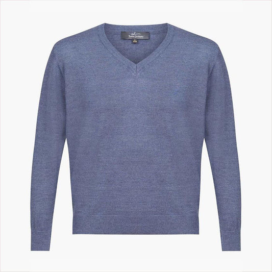 V Neck Woolen Pullover (Avigator Blue) for Men Online in USA